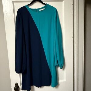 Trina Turk Blue Bishop Sleeve A-line Mini Dress